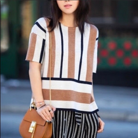 J. Crew Tops - J.Crew Merino Wool Striped Short Sleeve Top